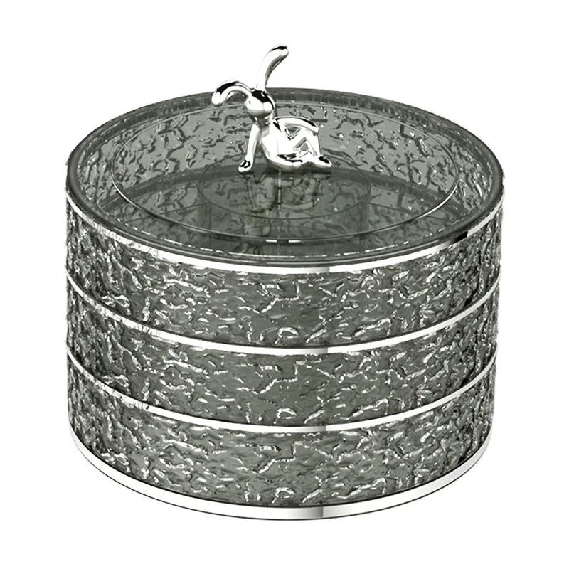 Изысканные роскошные круглые пластиковые разделенные сервировочные блюда с крышкой тарелки для развлечений вечеринок печенья конфет и ню