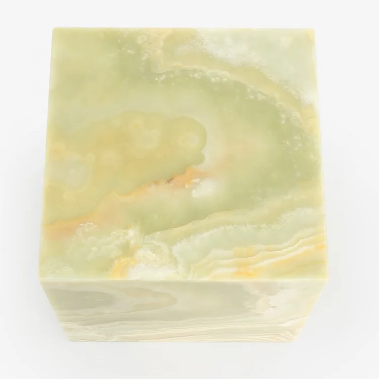 Luxury Green Onyx Marble Square Cubic Couch Side Table Bedroom Furniture Nightstand Bed Side Table Modern