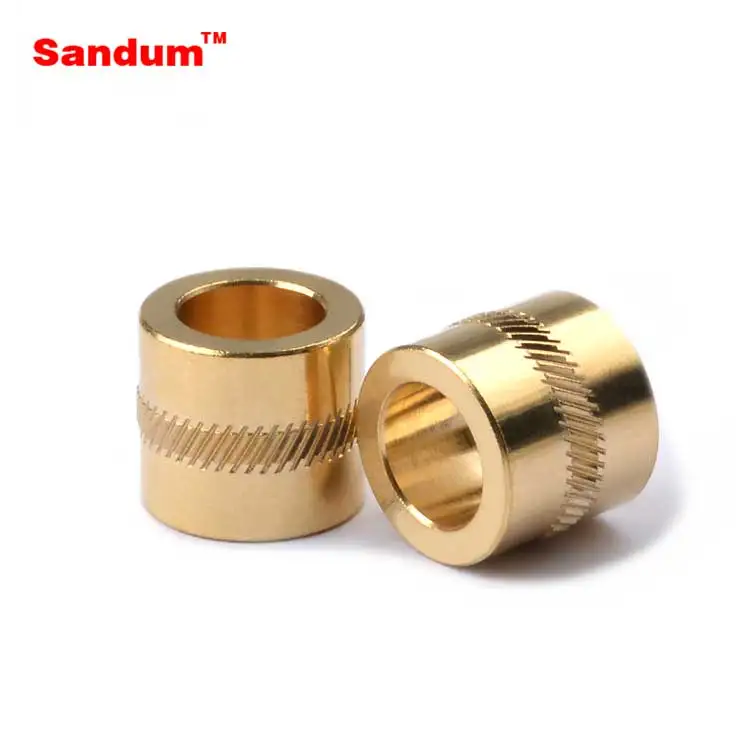 Customized Materials Brass Carbon Steel Aluminum SUS Knurled Limiter Press-in Knurled Bush with Flange for plastic