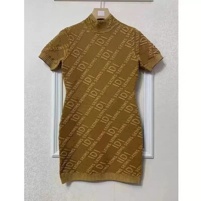 Luxury High Quality Ladies Dresses Two Pieces Knit Tank Top Skirt Designer Women Casual Dresses Embossed 3D Relief Letter