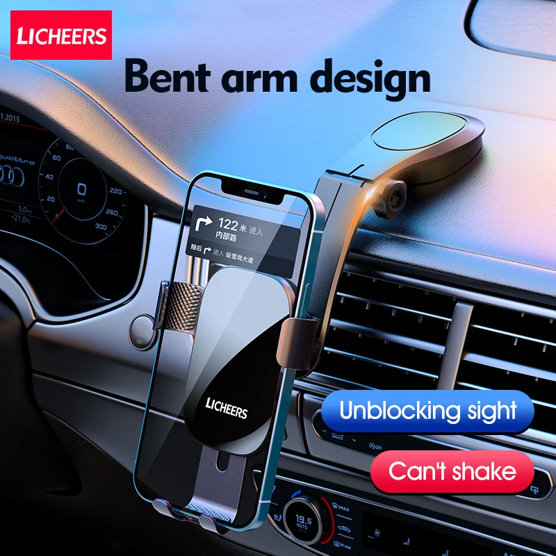 LICHEERS 2022 Upgraded Gravity Car Phone Holder Mount for Dashboard Air Vent Windshield For iPhone 13 12