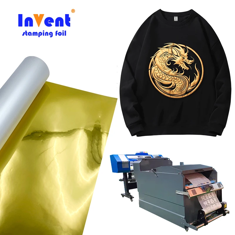 Gold Foil A4 A2 30/60cm Work with Dtf Printer Film for Digital Printing Ink DTF PET Roll