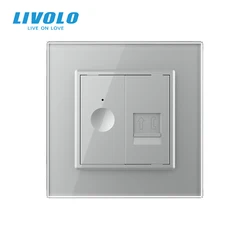 Livolo c7 Tel Socket Module And 1 Gang Touch Switch Assemble European Socket And Switch