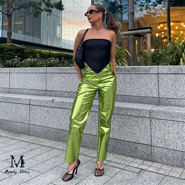 Hot Selling Ladies Y2K Clothing Trousers PU Leather Streetwear Techwear Winter Clothes Long Pants For Women