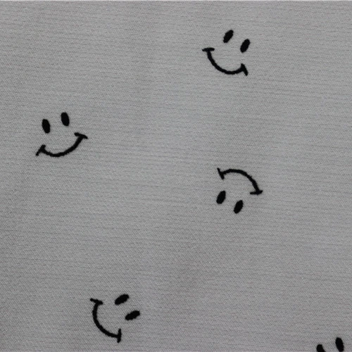 Custom Design Smiley Pattern Printing Fabric Flocking Delicate Hometextile Fabric