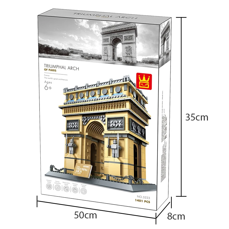 5223 Building Brick Set Paris Arc de Triomphe Structure Landmark ABS Plastic Building Blocks for Children Educational Gift Toys