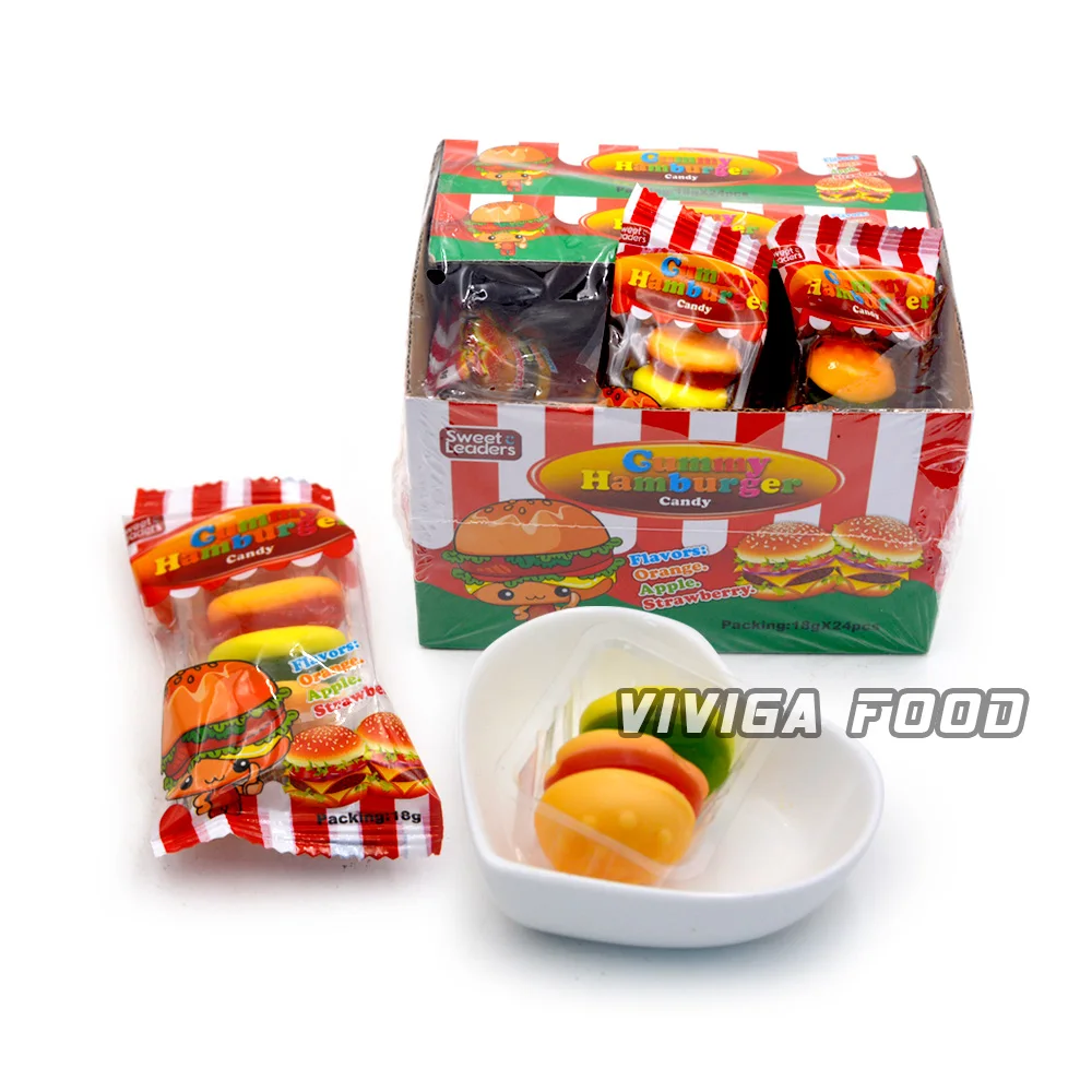 wholesale custom private label halal burger shape delicious jelly gummy candy