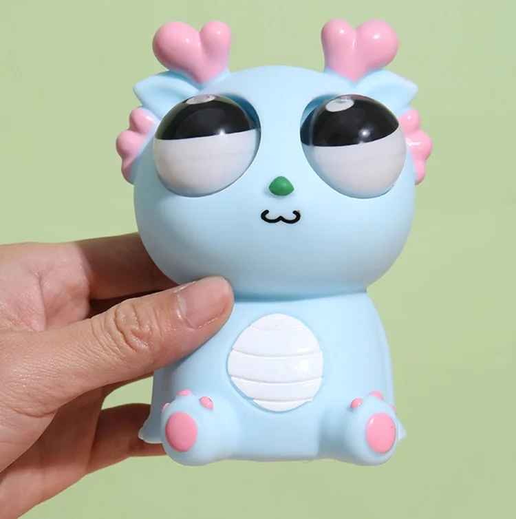 Hot Selling Novelty Gag Toys Fidget Toys Creative Cute Cartoon Big Eyes China Dragon Squeeze Toys
