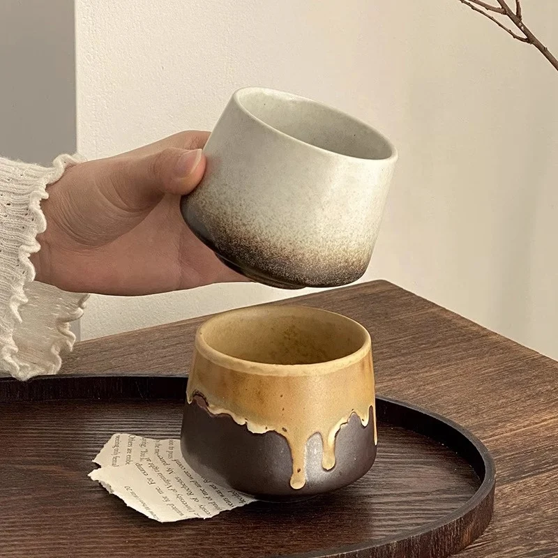 High Quality Ceramic Tea Cups Clay Pottery Coffee  Mug 200ml Handmade Japanese coffee Cup Without Handle