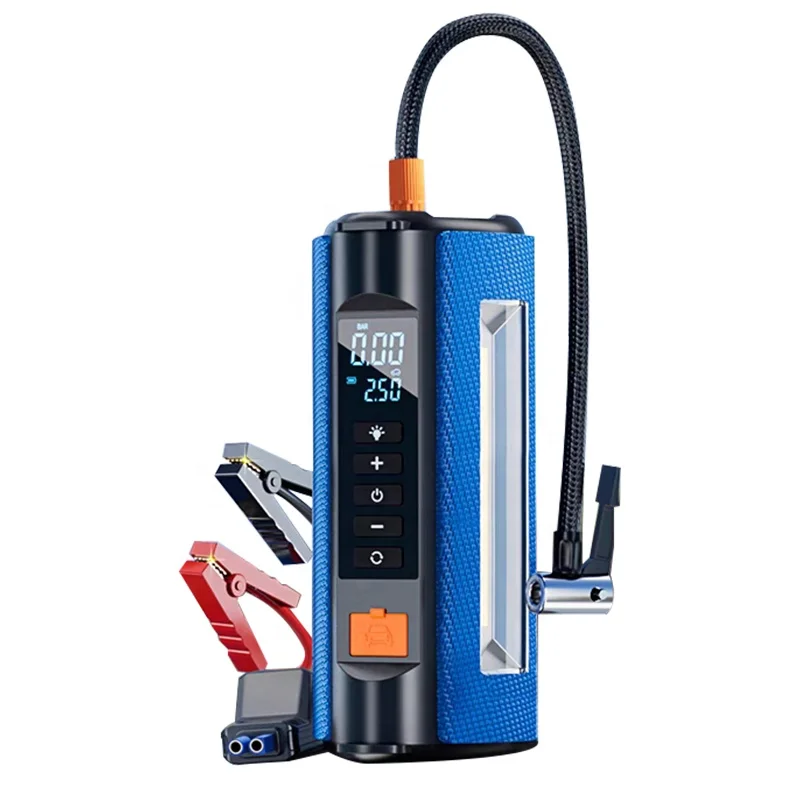 1000A Potable Tire Inflator Air Compressor Booster Car Battery Power Bank 150 PSI Air Compressor 8000mah Jump Starter