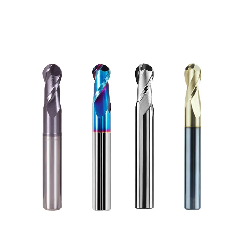 2 Flutes Blue Nano Coated gold  coated Tungsten Carbide ball Solide Carbide CNC Ball Nose End Mill