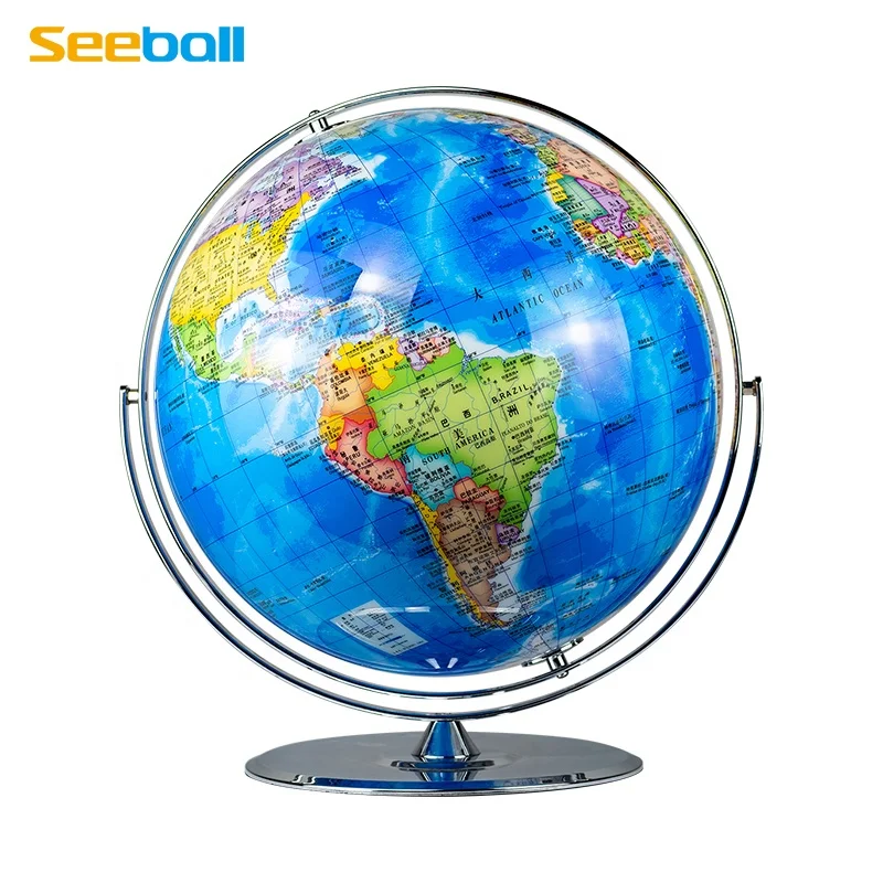 Seeball 42cm 50cm Desktop universal bright chrome globe For  Popular Science Education Business Home Decoration Desktop Globe