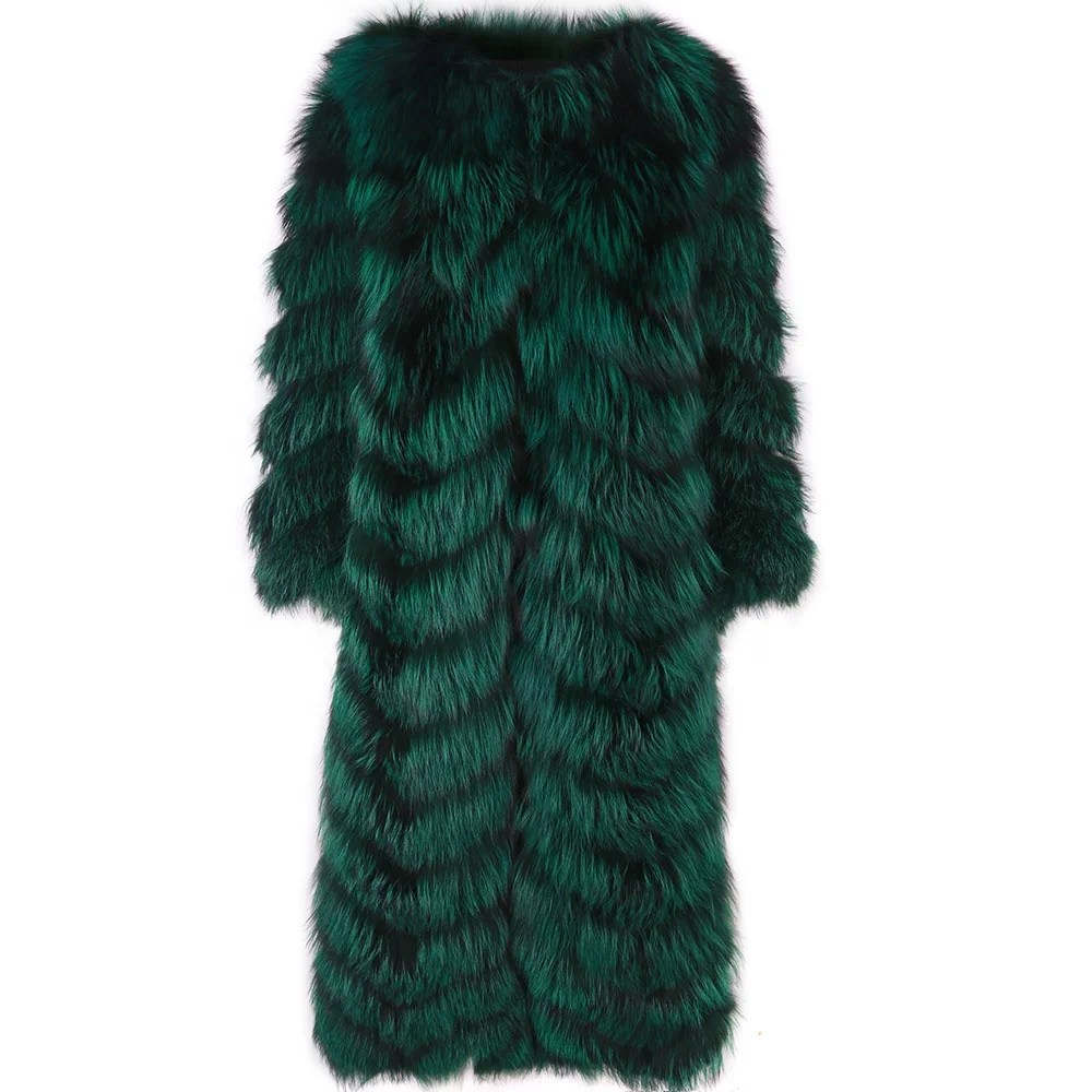 Women Fox Fur Coat Winter Warm Ladies Plus Size Jacket High Quality Long Fox Fur Coat For