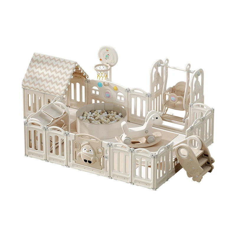 baby plastic fence indoor playpen  play yard folding  baby playground  with slide swing toys for babies and toddlers