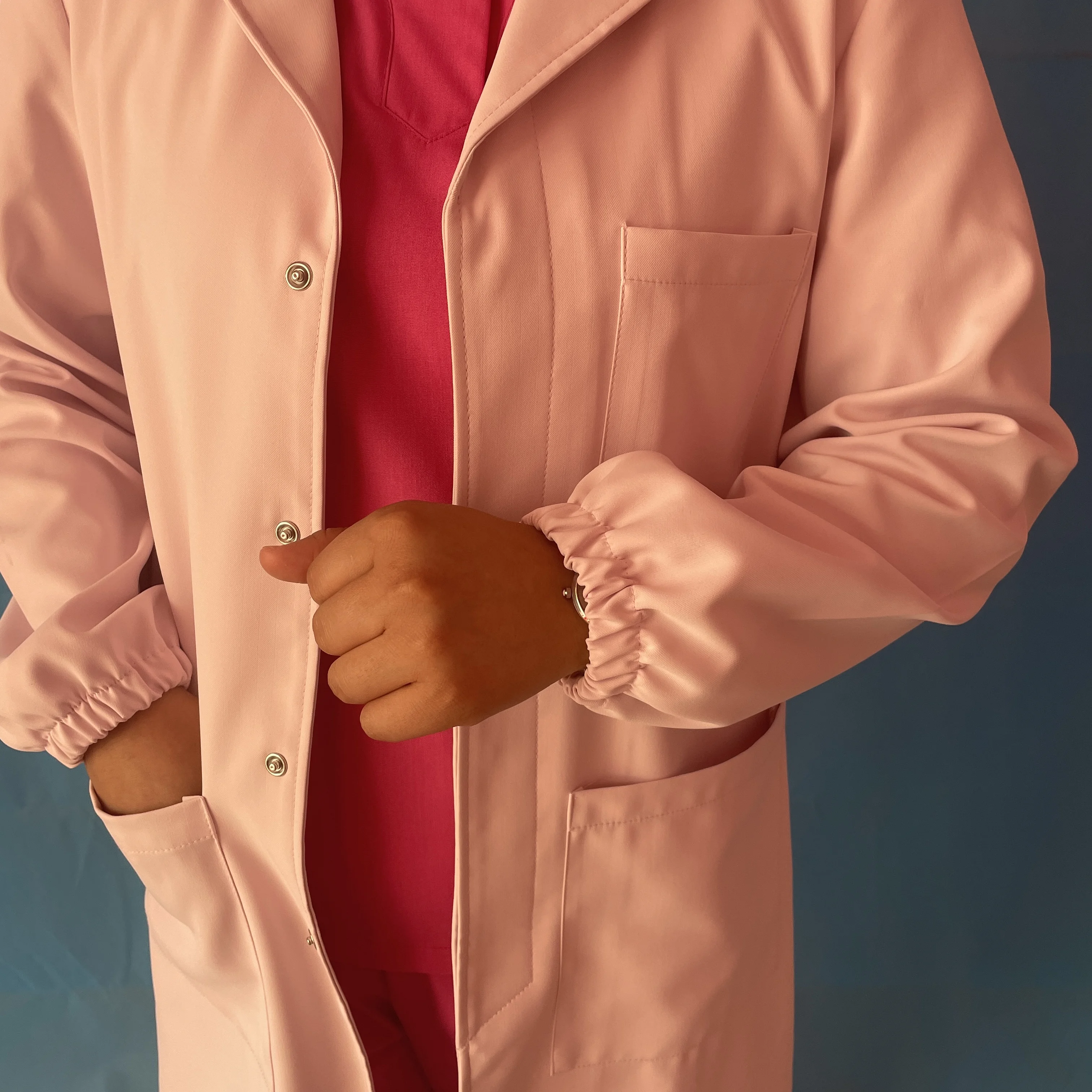 stretch spandex soft fabric fashionable lab coat uniform set for medical hospital wear