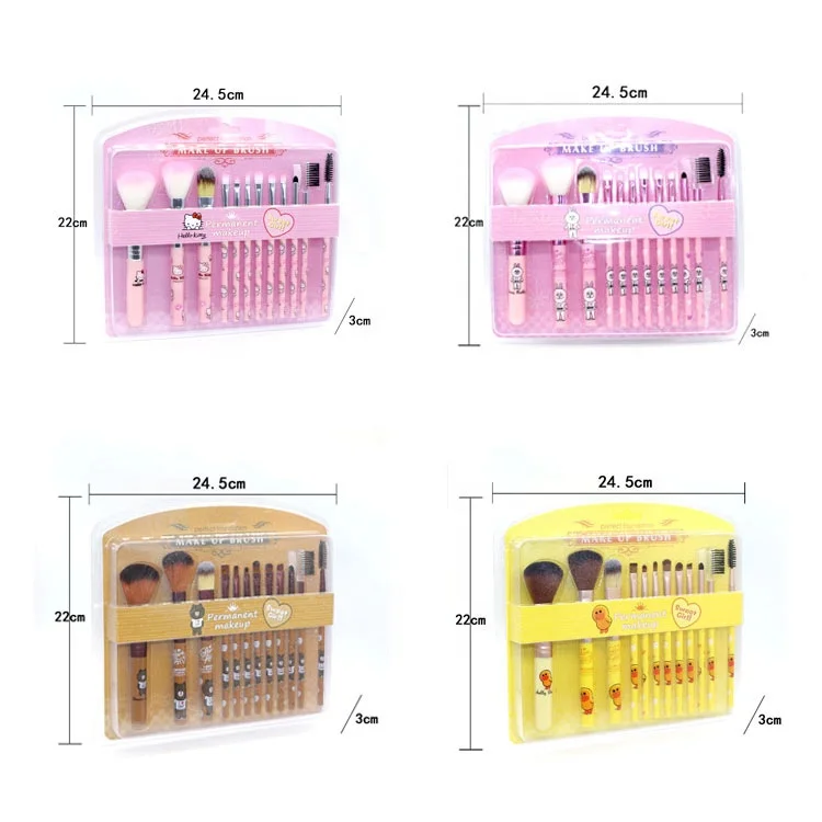 Wholesale pink brown bear professional make up brush custom eyeshadow brush make set up hello kitty cartoon make up brush set