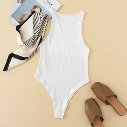 2022 Women Summer Custom Solid Color Romper Sleeveless Casual Slim Jumpsuit Sexy Tank Bodysuit