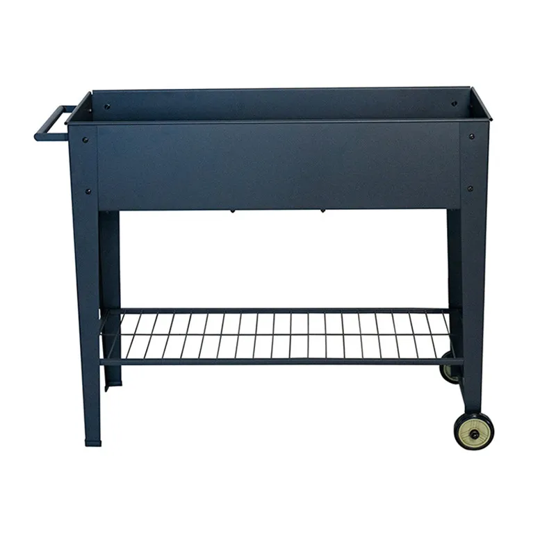 Galvanized metal elevated garden bed planter vegetable plant growing rack cart with castors