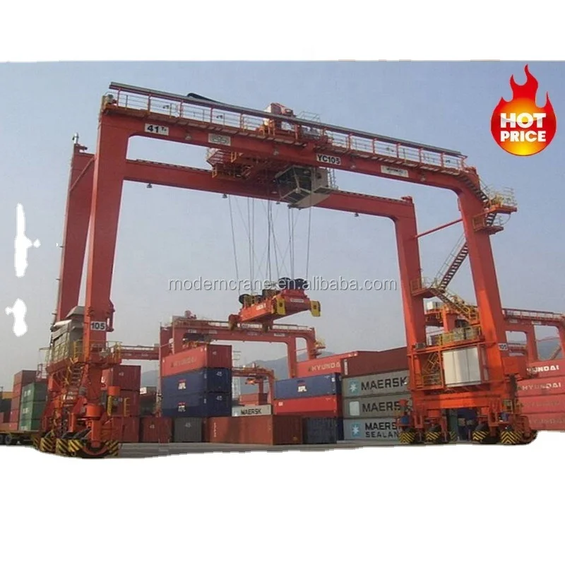 Mobile Rubber Tyre Gantry Crane with Spreader for container lift