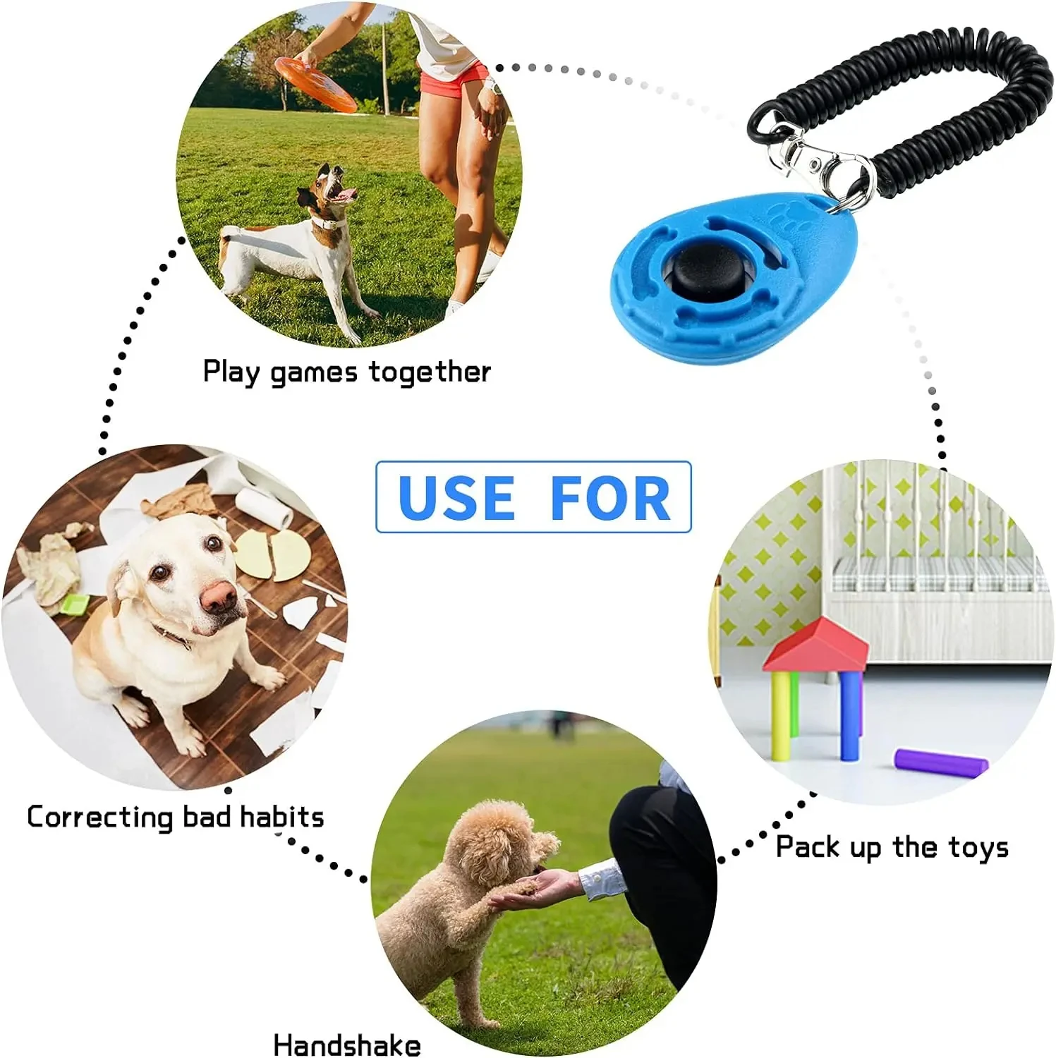 Portable Pet Training Clicker with Adjustable Wrist Strap Dog Correction Instruction Behavioral Clicker