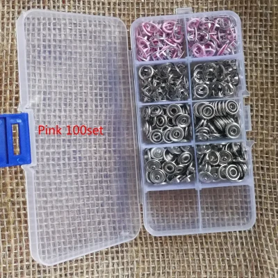 
100set/Box High Quality Metal Multicolor Prong Snap Buttons Metal Fasteners Press Stud For Romper Buckle Snap Baby Clothes DIY 
