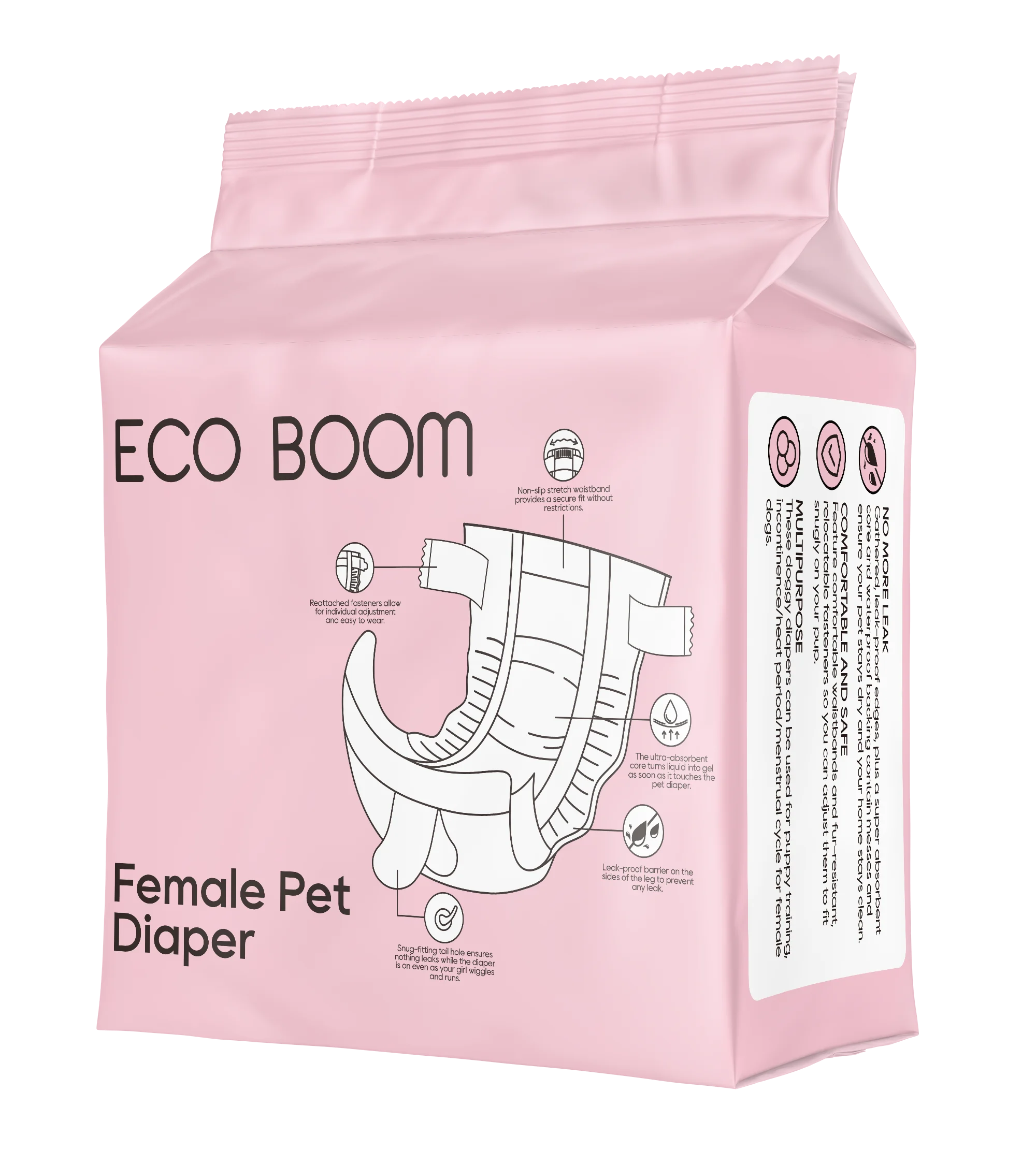 ECO BOOM leak guard premium dry fiber buyer source dog diaper