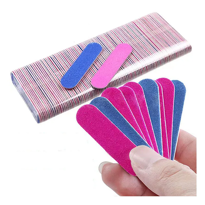 100 Pcs Mini Nail File Kit Double Sided Promotional Emery Boards for Nature Nails Manicure Tool Disposable Mini Nail File Set