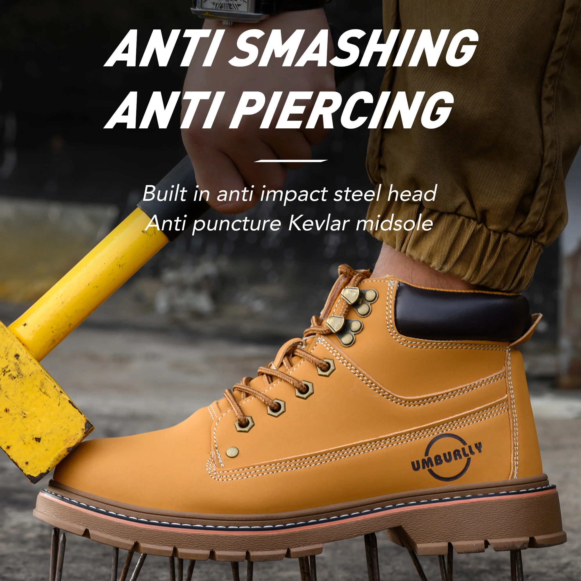 Special Anti-smashing and Puncture Safety Shoes Genuine Leather Light Breathable Soft Bottom Sport Hiking Safety Boot