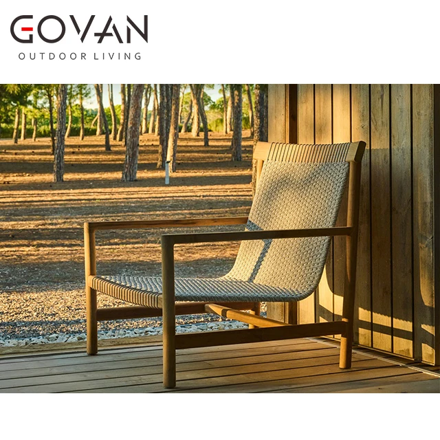 Modern Style Latest Design Outdoor Furniture Garden Set Hotel Leisure Solid Teak Wood Lounge Chair