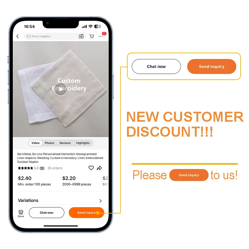 Servilletas De Lino Personalised Hemstitch Monogrammed Linen Napkins Wedding Custom Embroidery Linen Embroidered Cocktail Napkin