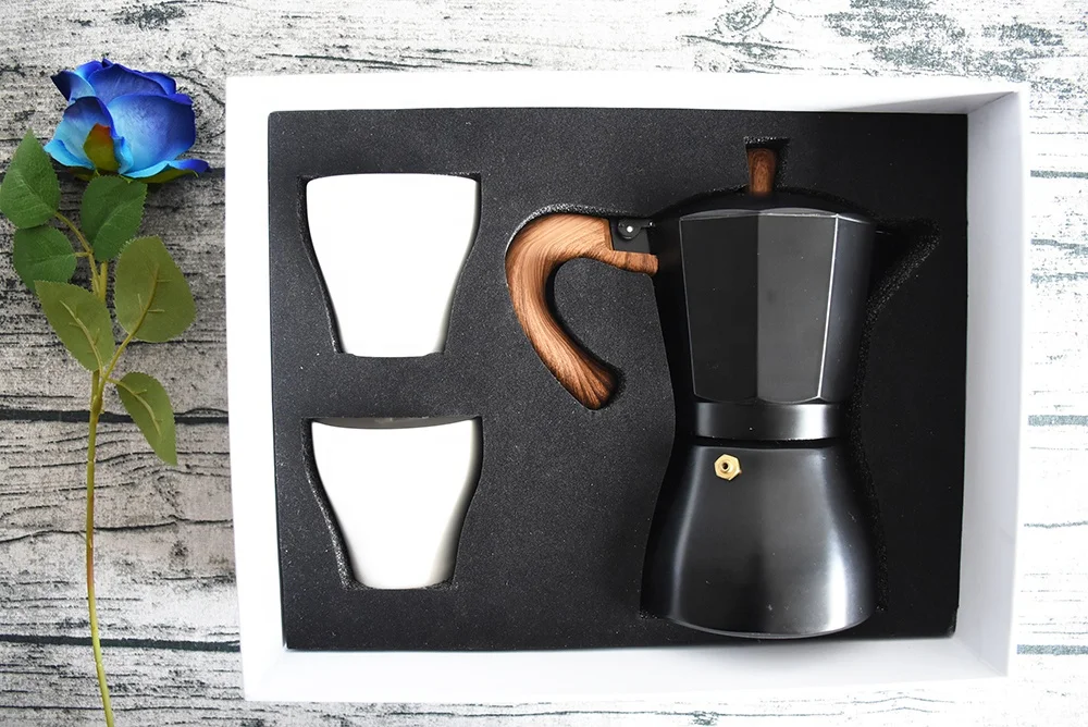 Customized Stovetop Espresso Maker Moka Pot Coffee Gift Set