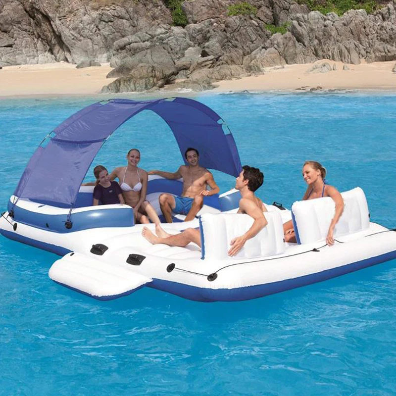6 Persons Inflatable Floating Island lounge with Canopy