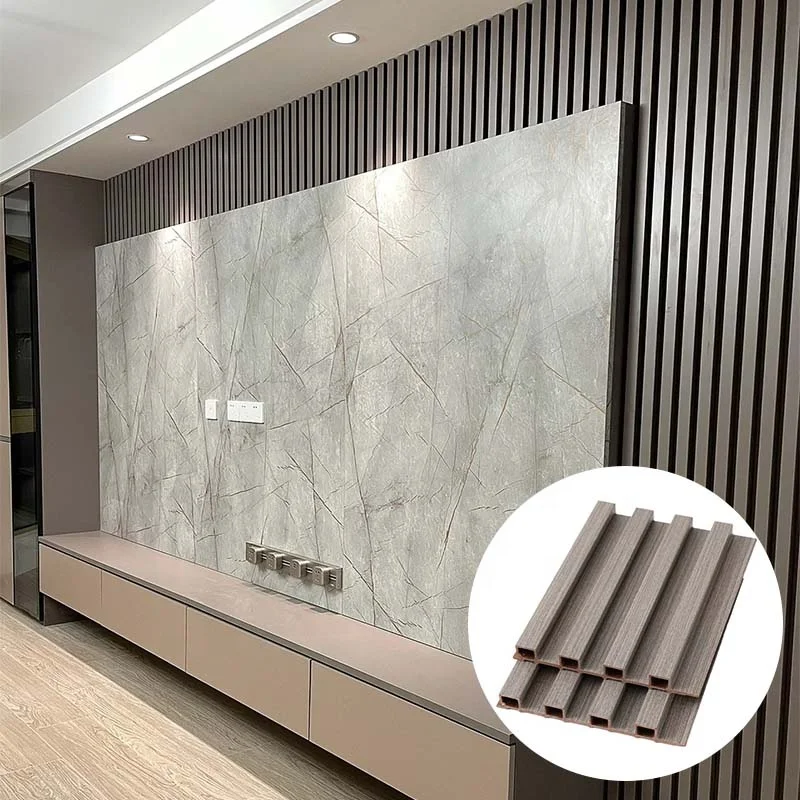 Factory Indoor Wood Plastic Composite Wpc Interior Wall Panel Fluted Wall Cladding Decor