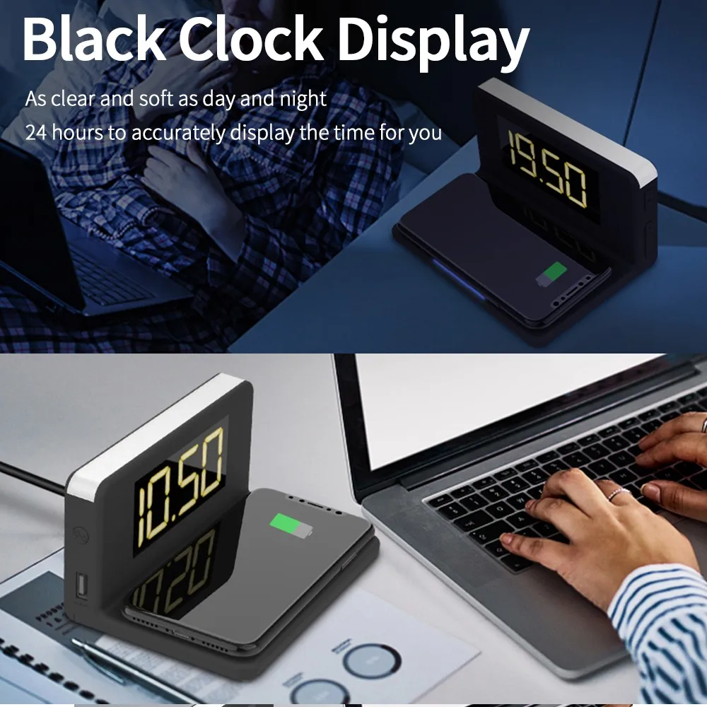 Новинка 2021 10 Вт будильник мобильный телефон 4 в 1 или 3 в 1 Быстрое беспроводное зарядное устройство Qi подставка для лампы