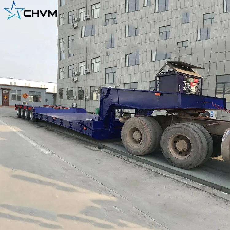 Новый четырехосный прицеп 100T 150T 200T Lowboy, съемный прицеп с низкой платформой