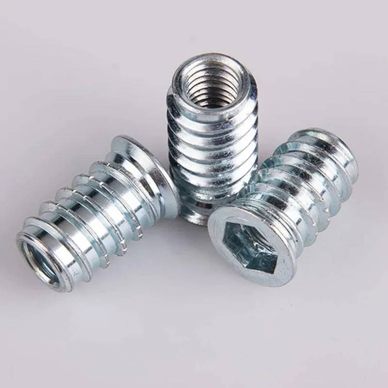 M4 M5 M6 M8 M10 Carbon Steel Zinc Plated Internal External Furniture Nut Hex Socket Threaded Wood Insert Nut
