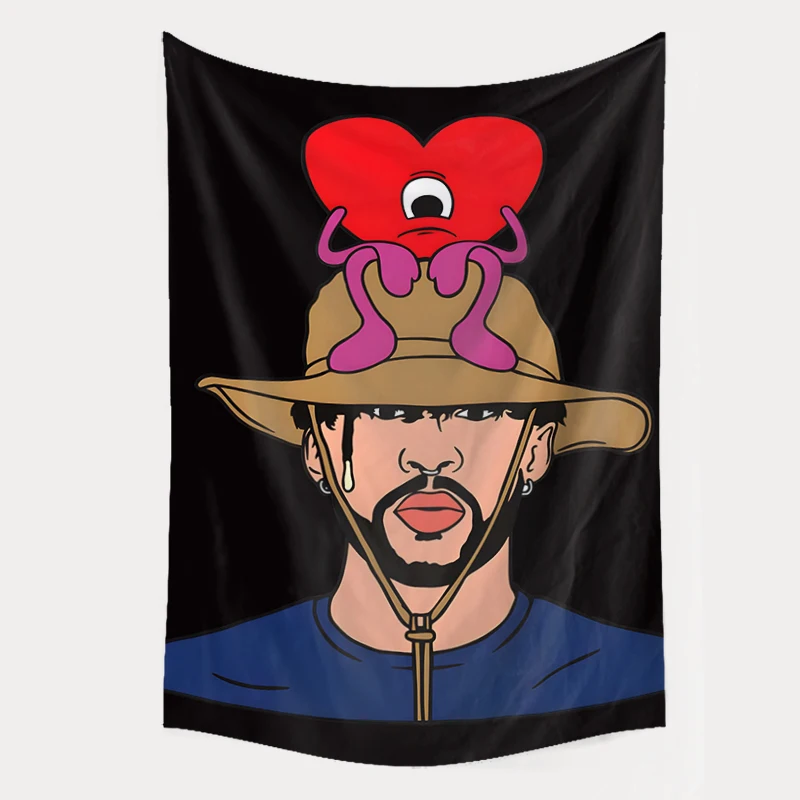 Wholesale Digital Printed Bad Bunny Tapestry Mandala Wall Hangings 3D Printing Bohemian Tapestry Home Decoration