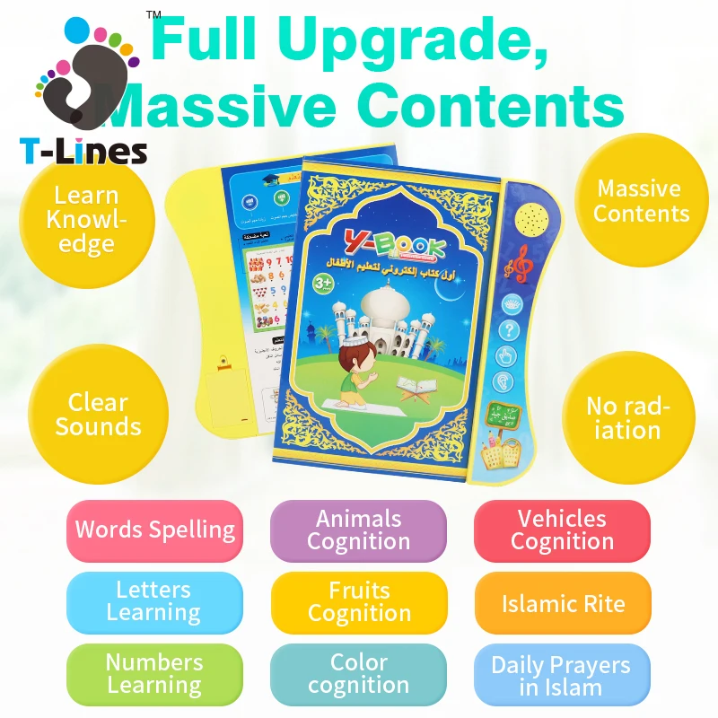 English and Arabic preschool child educational  learning smart talking book  toy for kid