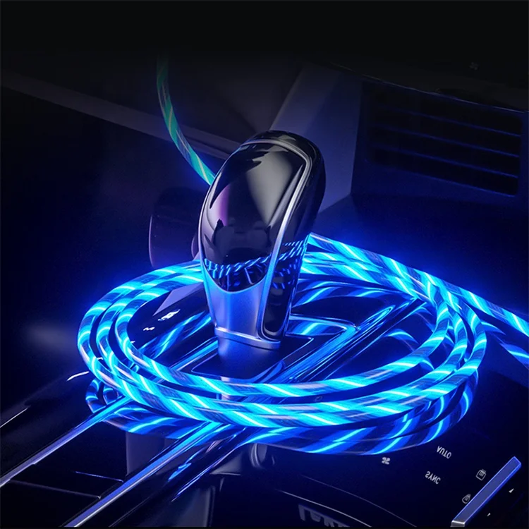 3-in-1 Type C/8 Pin/Micro Flowing Light LED USB Magnetic Cable