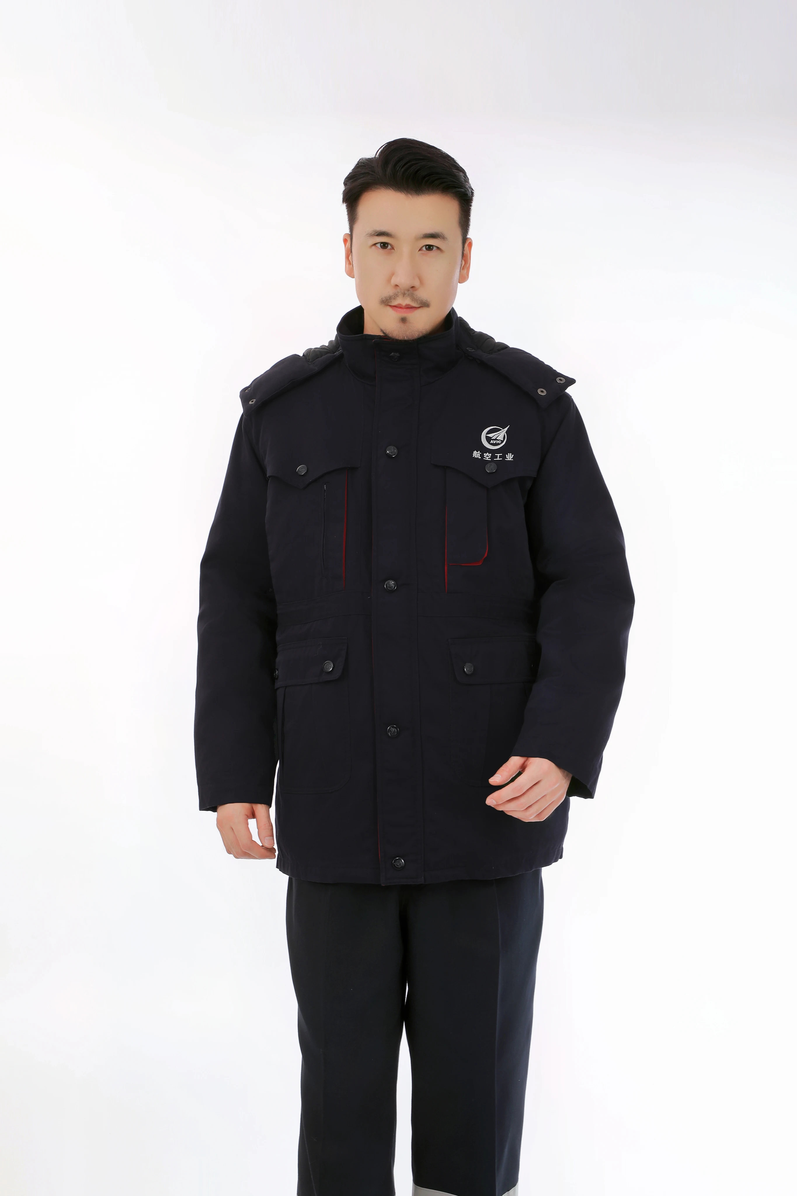 Customized Winter Warm Uniform Suit with Detachable Hood for AERO Industry