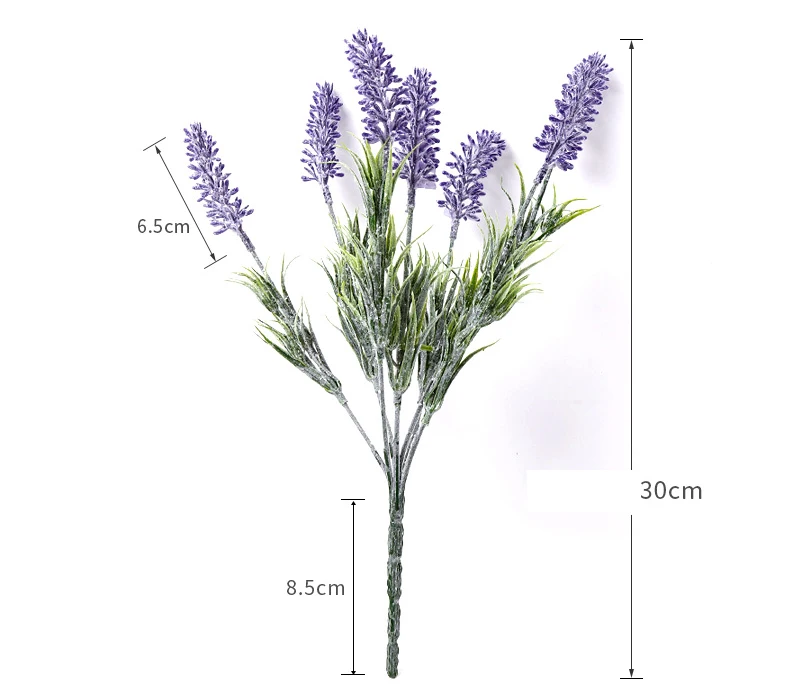 Contracted Artificial Flocked Plastic Lavender Bundle Flowers Plants Wedding Bouquet Home Table Centerpieces