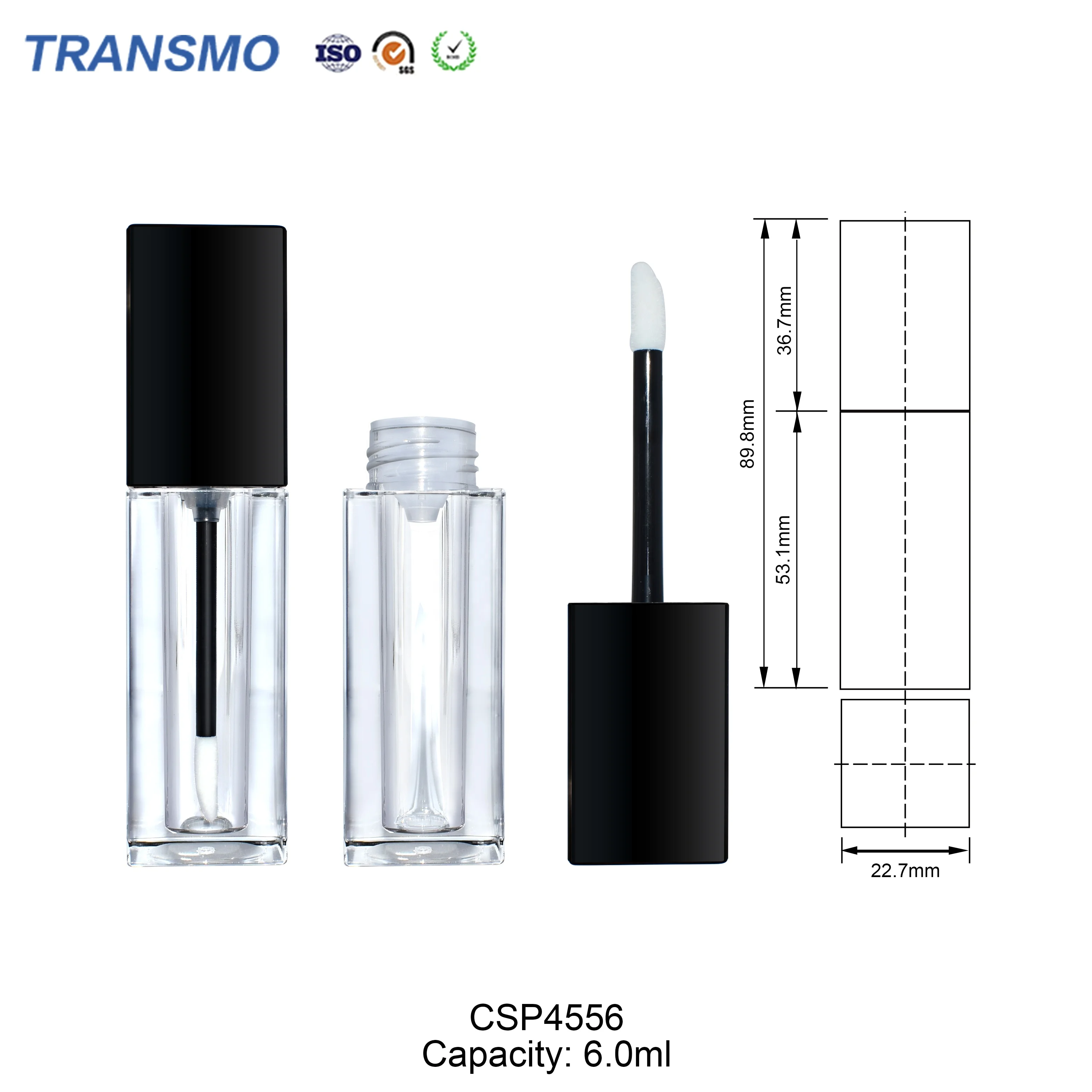 Recycled plastic lip gloss tube customize wholesale 6ml square lipgloss tubes wholesale