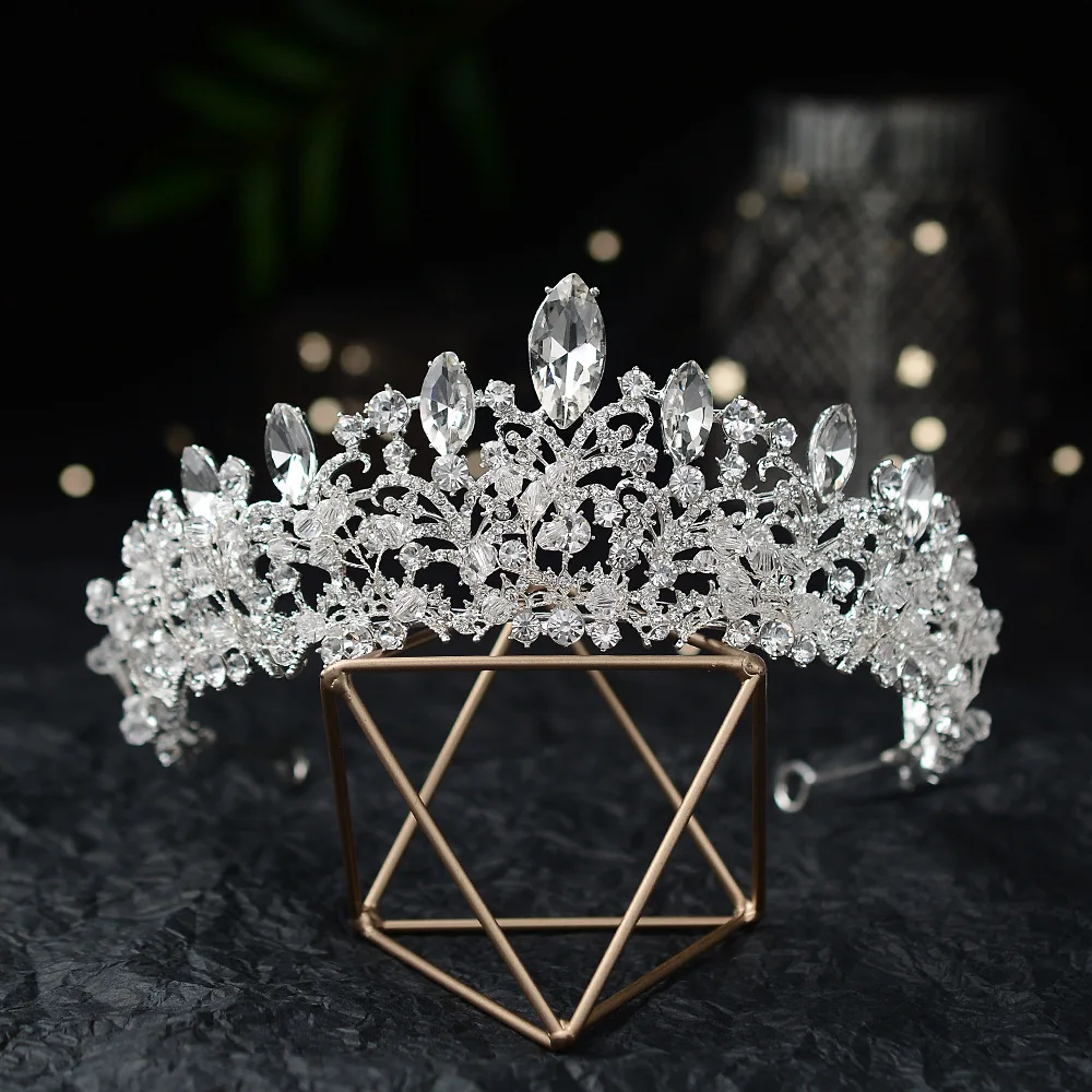 DaiMing HG08203 Amazons Hot Selling Handmade Crystal Crowns For Wedding Hair Accessories Bridal  Princess Tiara Crown