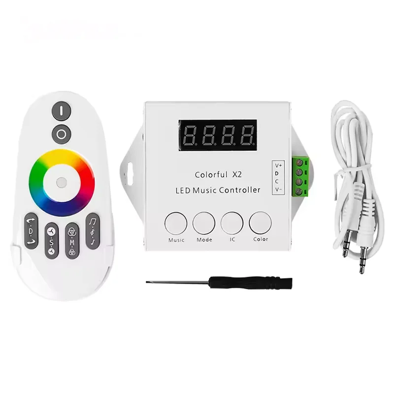 eSann DC5-24V WS2811 WS2812B Led X2 Music Controller Input Max 1000 Pixels Remote Control DC with RF Touch Remote Data Signal