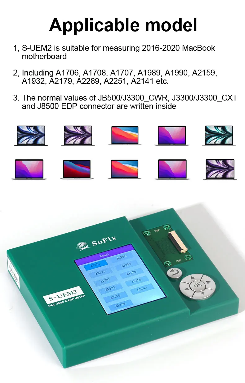 S-UEM2 Tester with USBC & EDP Meter Logic Board Motherboard for Macbook 2016-2020 Repair Tools OEM Customized Support