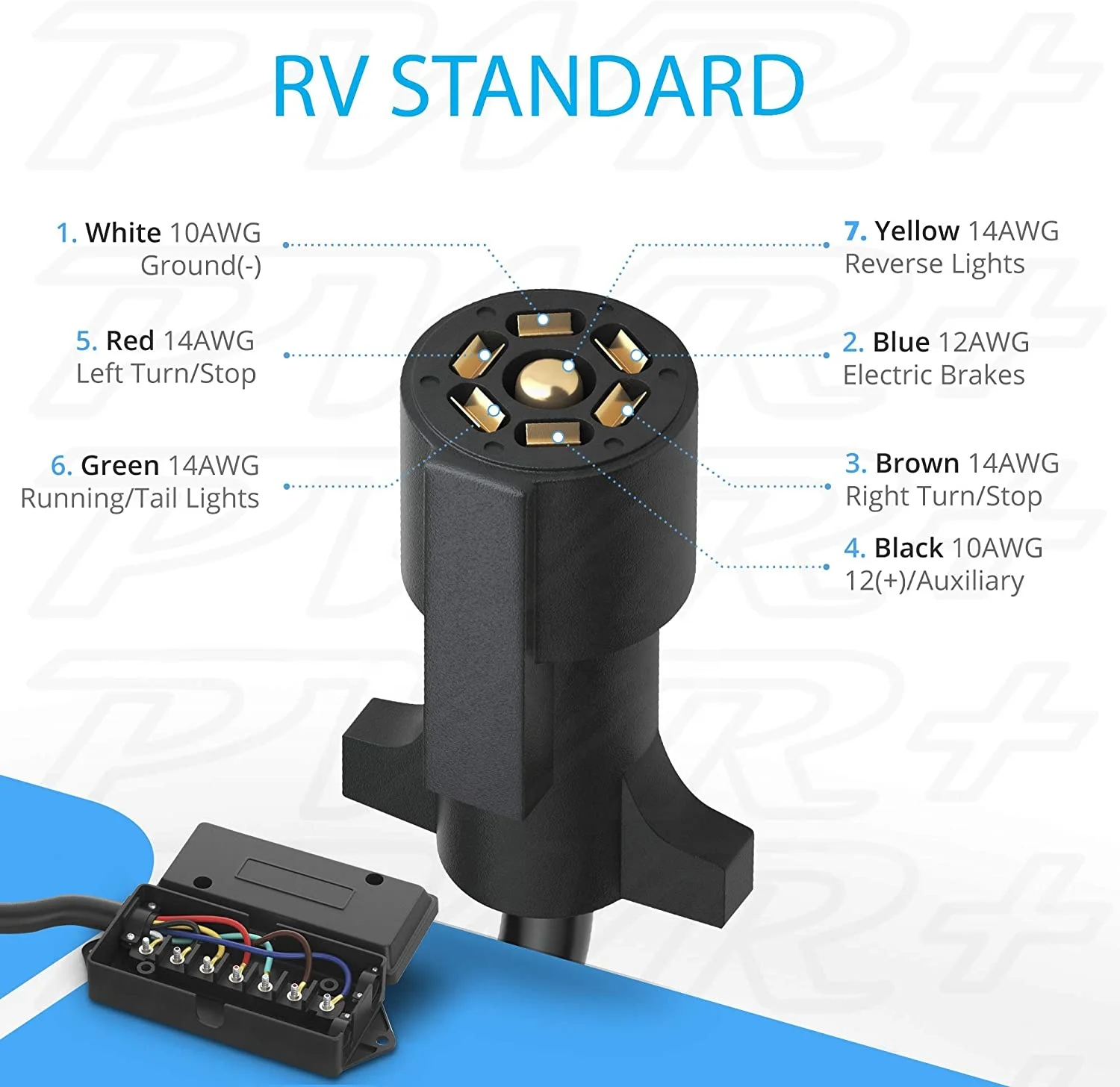 Factory Price Pwr 7-Way Trailer Plug Connector Cord  Trailer wire harness