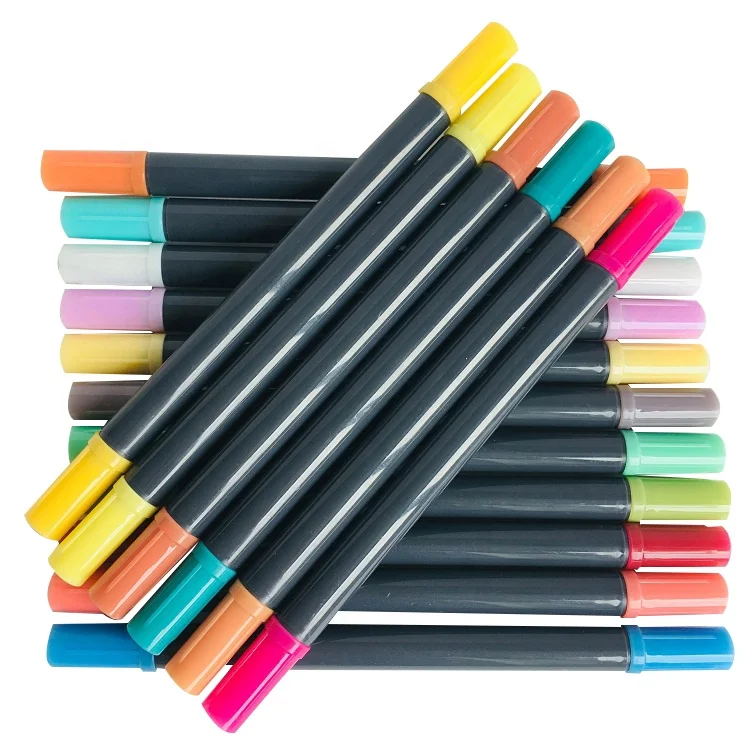 Wholesale Promotional 12 24 36 Pack Dual Tip Soft Brush Marker Pen