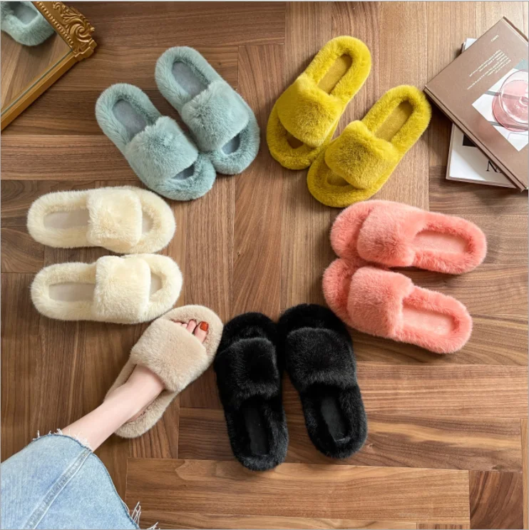 New Arrival Luxury Women Fur Slipper 2022 Winter hot sale lady slippers soft&comfortable lady shoes