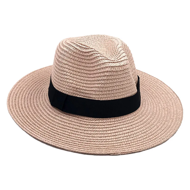 Outdoor Women Men Unisex Spring Summer Breathable Sun Straw Braid Floppy Fedora Beach Panama Cap Straw Hats