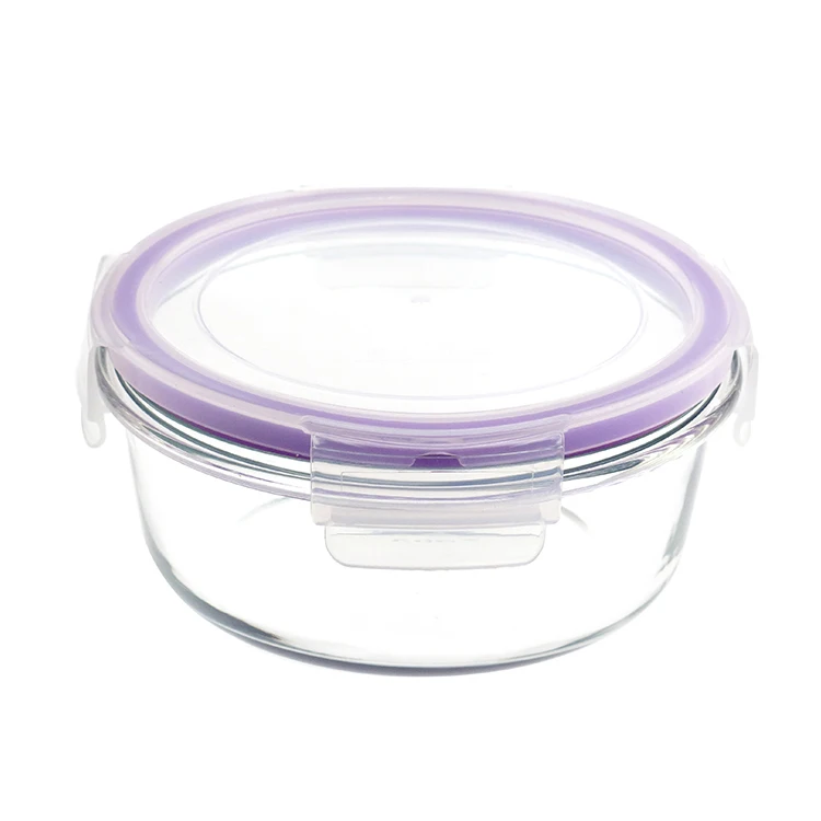 
High Quality Lunch Box Cookware Airtight Round Borosilicate Glass Food Storage 
